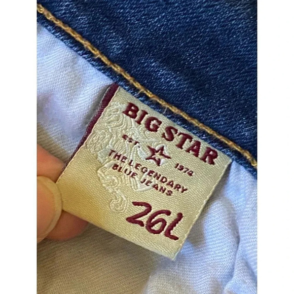 BIG STAR 26L Liv Boot Cut Low Cut Blue Jeans Distressed Whiskered Embroidered - Picture 7 of 16
